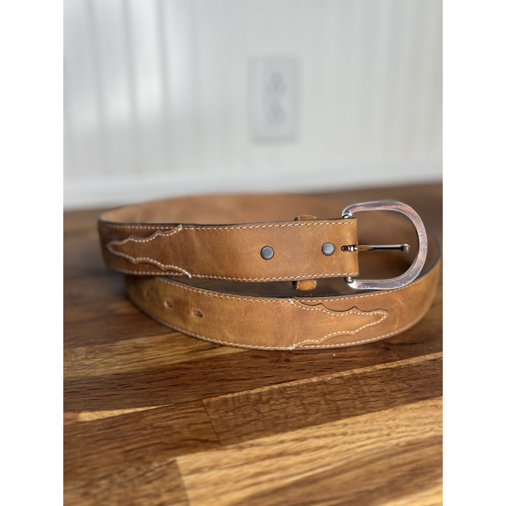 Justin Men's Brown Leather Western Classic Belt Style Size 40 Grain Cowhide USA